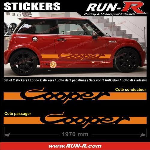 2 Stickers Mini Cooper 197 Cm - Orange