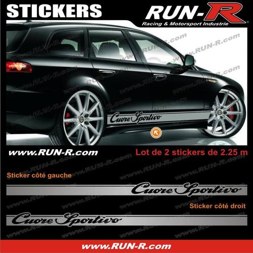 2 Stickers Alfa Romeo Cuore Sportivo 225 Cm - Argent