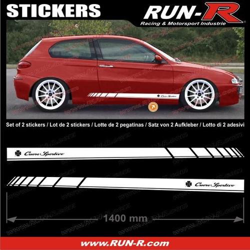 2 Stickers Alfa Romeo 140 Cm - Blanc Lettres Noires