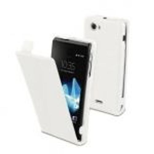 Housse En Cuir Sony Xperia J Avec Clapet Blanc Made For Xperia