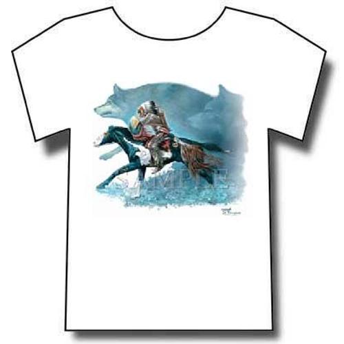 T-Shirt Chef Indien Chevauchant Avec L'esprit Des Loups.