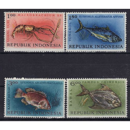 Indonesie 1963 : Crustacés Et Poissons Divers - Série Entière De 4 Timbres Neufs **