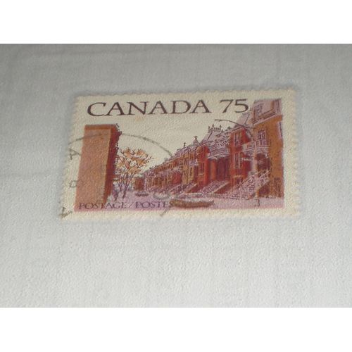 Timbre De 0.75 $ Canadien , Rue En Hiver.