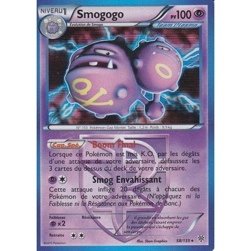 Carte Pokemon - Smogogo 100pv - Holo Rare - 58/135 - Tempete Plasma -