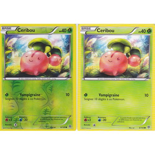 2 Cartes Pokemon - Ceribou - 6/135 - 1 Reverse + 1 Standart - Tempete Plasma -