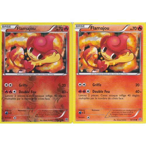 2  Cartes Pokemon - Flamajou - 1 Reverse + 1 Standart - Tempete Plasma -