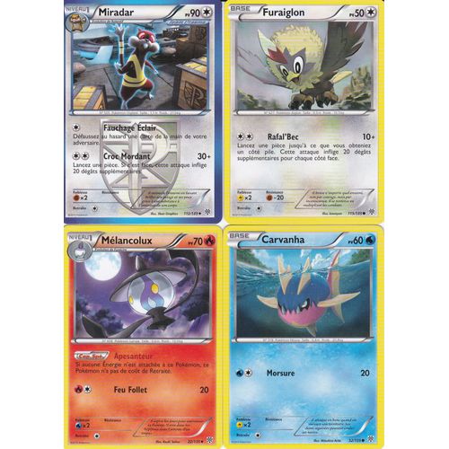 Lot De 4 Cartes Pokemon - Tempete Plasma -