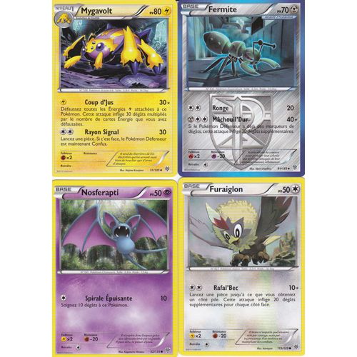 Lot De 4 Cartes Pokemon- Tempete Plasma -