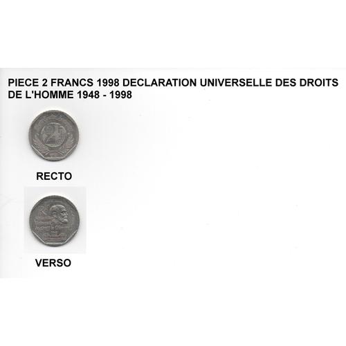 Piece 2 Francs 1998 Declaration Universelle Des Droits De L'homme 1948 - 1998
