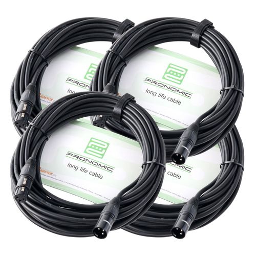 Pronomic Stage XFXM-10 Câble de Micro XLR 10 m noir SETde 4