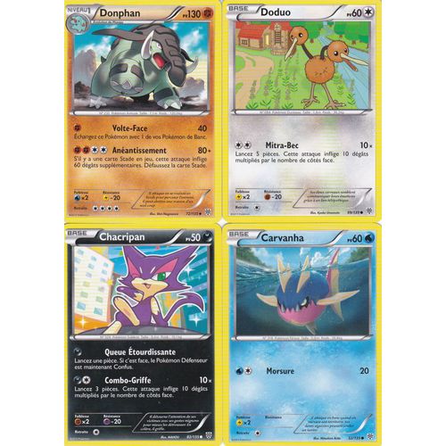 Lot De 4 Cartes Pokemon - Tempete Plasma - Dont 1 Carte A 130 Pv -