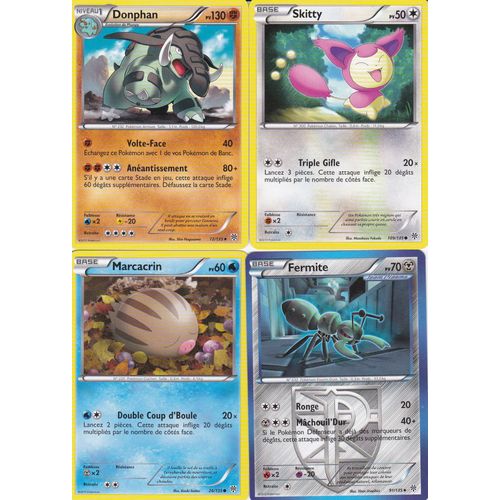 Lot De 4 Cartes Pokemon - Tempete Plasma - Dont 1 A Carte A 130 Pv -