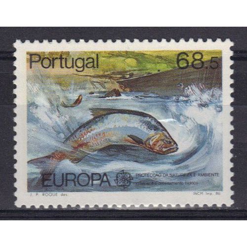 Portugal 1986 Europa : Protection De La Nature Et De L'environnement : Poisson : Alose Et Barrage - Timbre Neuf **