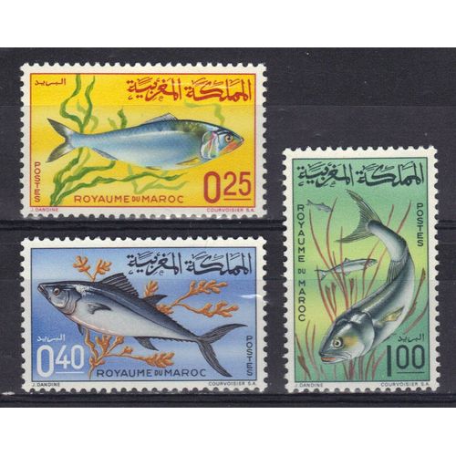 Maroc 1967 : Poissons : Alose Feinte / Palomette / Tassergali - Série Entière De 3 Timbres Neufs **
