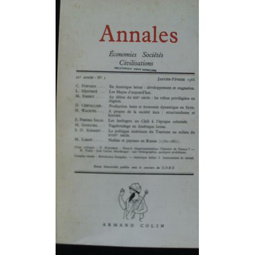 Annales. Economies, Sociétés, Civilisations. Janvier/Février 1966 N° 1
