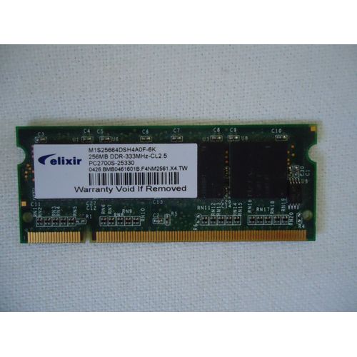 Mémoire Elixir 256 Mo DDR - SO DIMM 200 broches - 333 MHz - PC2700 - CL 2.5