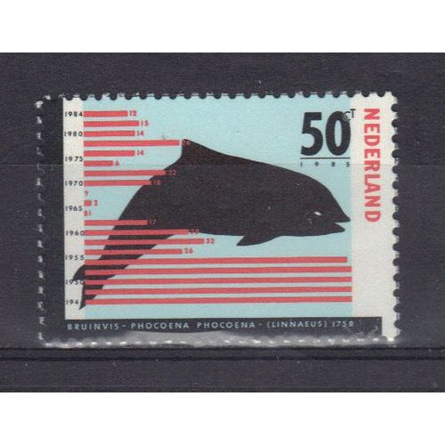 Pays-Bas 1985 : Animaux Protégés : Marsouin Et Graphique Des Échouages Sur Les Côtes Du Pays Depuis 1945 - Timbre Neuf **