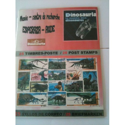 Plaquette De 25 Timbres Sur Les Dinosaures