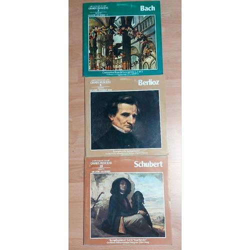 3 Disques/Livres 33 Tours Grands Musiciens Schubert Berlioz Bach