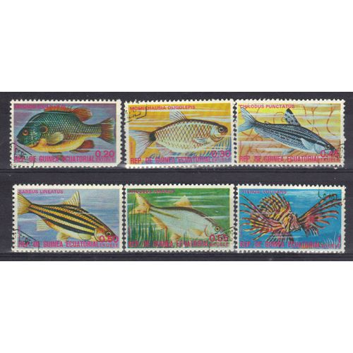 Guinee Equatoriale 1975 : Poissons Divers - Série De 6 Timbres Oblitérés