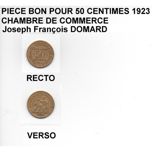 Piece Bon Pour 50 Centimes 1923 Chambre De Commerce