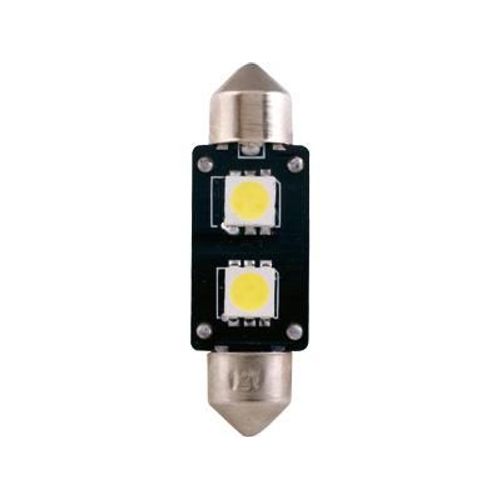 1 Ampoule Navette 37mm - 2 Leds - T11x41 12v 3w 8000k - Sv8.5 - Puce Smd - Avec Canbus - Blanc