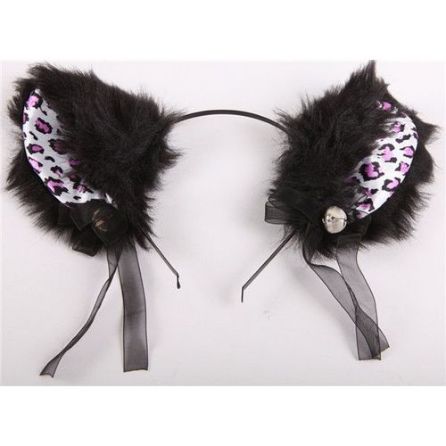Oreille Chat Serre Tête Poil Long Clochettes Couleur Argenté Déguisement Cosplay Cotume Soirée Barrette