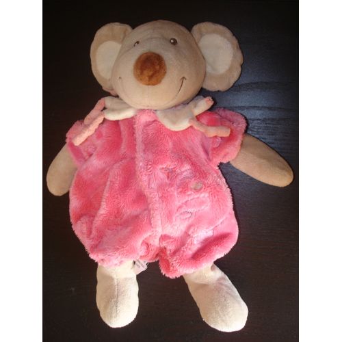 Doudou Souris Beige Avec Tunique Rose - Tex - 27cm