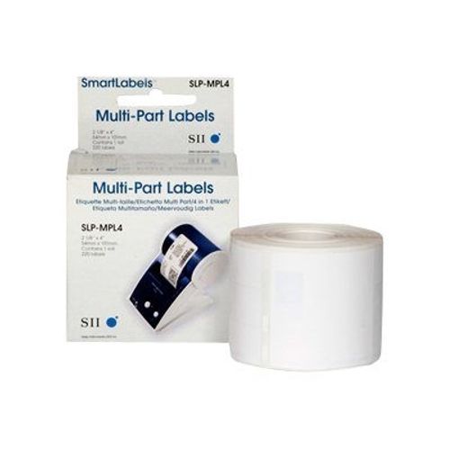 Seiko Instruments SLP-MPL4 - Étiquettes en plastiques adhésives permanentes - blanc - 54 x 101 mm 220 étiquette(s) ( 1 rouleau(x) x 220 ) - pour Smart Label Printer 620