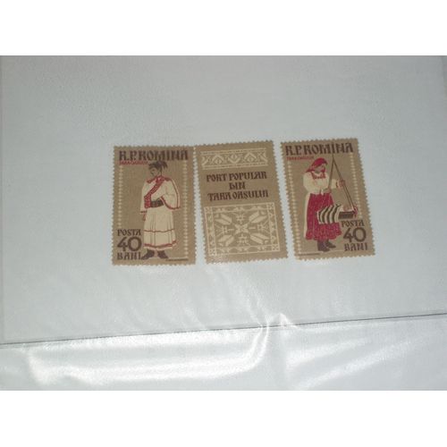 Lot De 3 Timbres Roumains De 40 Bani, Tara Ouasului.