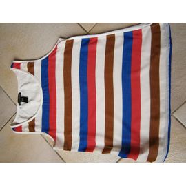 Débardeur Blanc Raye Rouge Bleu Marron Taille S Marque Mango