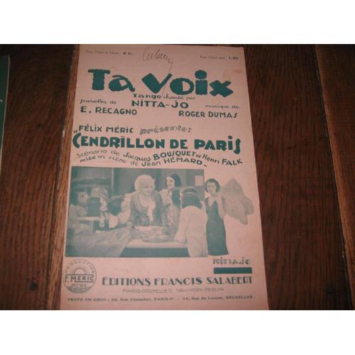 Ta Voix Nitta Jo   Lefix Present Cendrillon De Paris   Jacques Bousquet Henri Falk  Jean Hemard