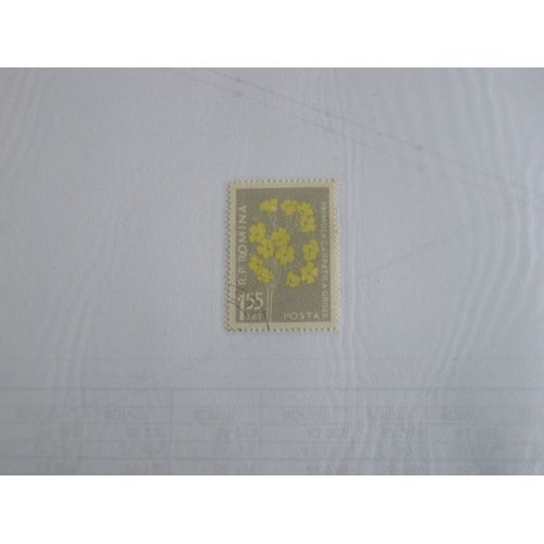 Timbre Roumain De 1.55 Lei, Fleur Jaune Primula Carpatica Griseb.