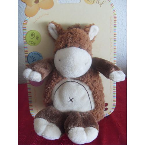 Doudou Ane Cheval Baby Nat' Babynat Peluche Collection  Animaux Nombril 18 Cm Marron