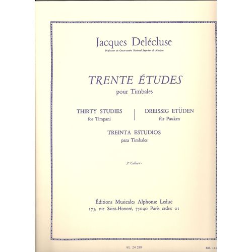Trente Etudes Pour Timbales - Volume 3