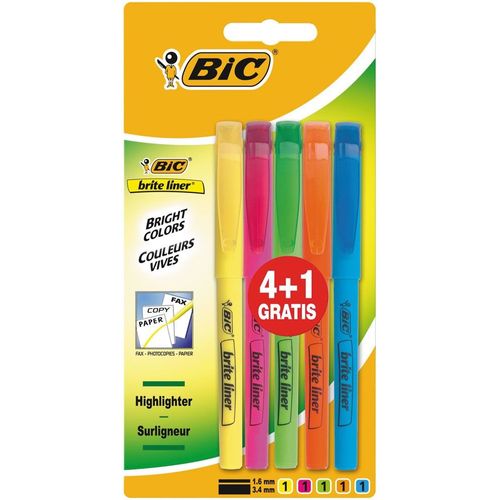 Surligneur Brite Liner Assortis 4+1 Gratuit !