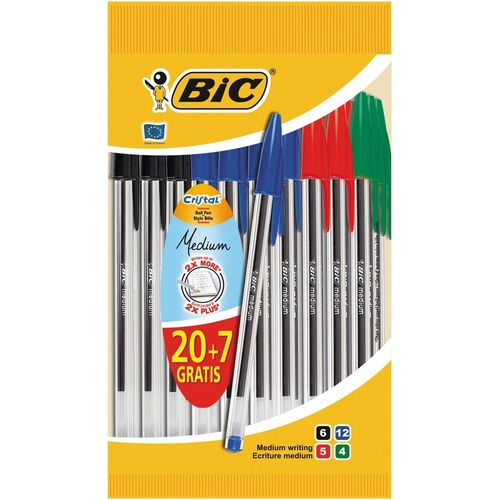 Stylo-Bille Cristal® Assortis 20+7 Gratuits !