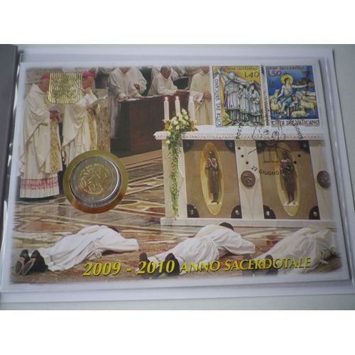 Magnifique Blister 2 Euros+2 Timbres Vatican 2009/2010