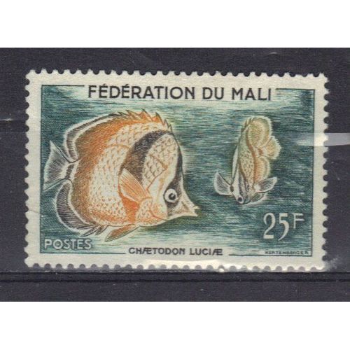 Mali 1960 : Poisson : Chaetodon Luciae - Timbre Oblitéré