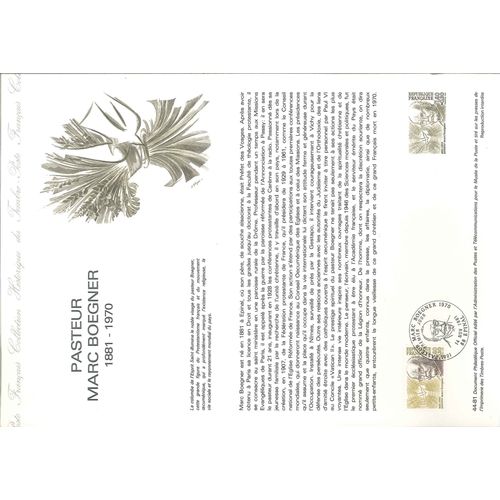 Document Philatelique Officiel N°44-81 - Pasteur Marc Boegner 1881 - 1971 (N°2153 Yvert Et Tellier)