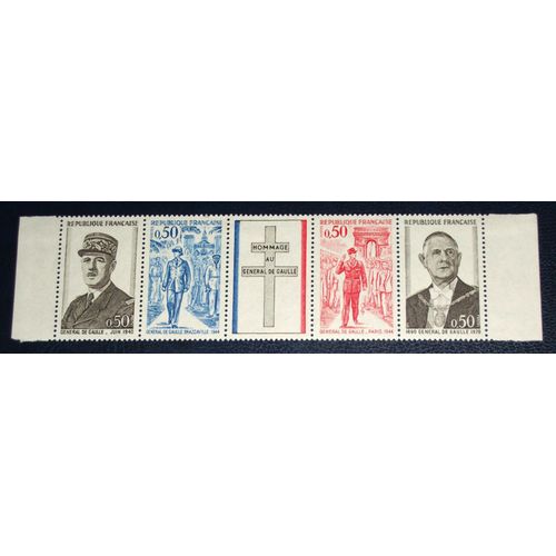 France N° 1698a Neuf Sans Charnière De 1971 - Bande « Anniversaire De La Mort Du Général De Gaulle »
