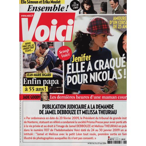 Voici / 21-03-2009 N°1115 : Jenifer (2p) - Alain Bashung (2p) - Gwen Stefani (1p)