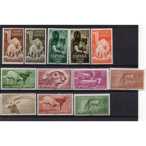 Sahara Espagnol: 12 Timbres Représentant Des Animaux