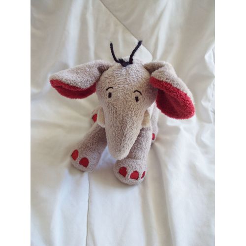 Doudou Éléphant Gris Rouge Nicotoy