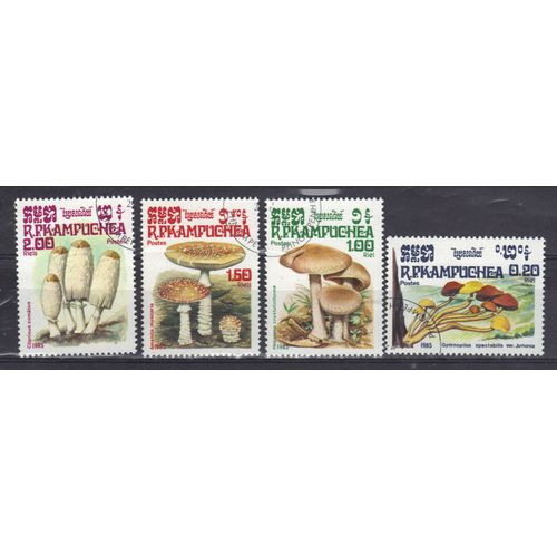 Kampuchea 1985 : Champignons - Série De 4 Timbres Oblitérés