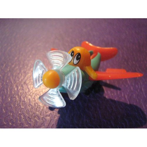 Avion Vert D Eau Et Orange - Grosse Helice Transparente - Ref K03 N60