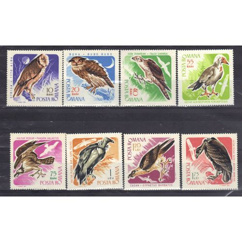 Roumanie 1967 : Oiseaux De Proie Divers - Série Entière De 8 Timbres Neufs * Cote 8,50 ¿
