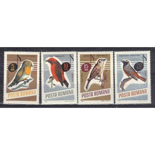 Roumanie 1966 : Oiseaux Chanteurs - Série Entière De 8 Timbres Neufs * Cote 10 ¿