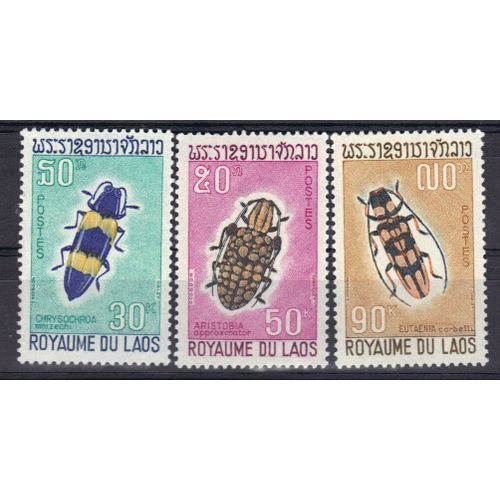 Laos 1968 : Coléoptères Divers - Série Entière De 3 Timbres Neufs **
