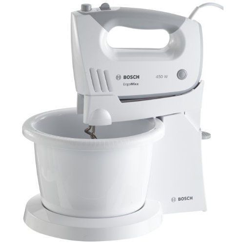 Bosch Mfq36460 Batteur Électrique Ergomixx Avec Support Et Bol Mélangeur 450 W Blanc/Gris